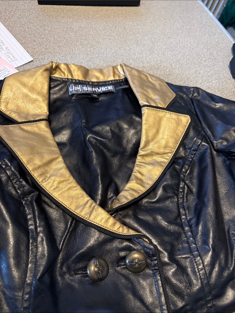 Lip Service Black and Gold Military Style Jacket with Tails